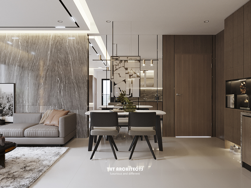 tht architects - Chung cư Vinhome Grand Park - phòng khách bếp 09